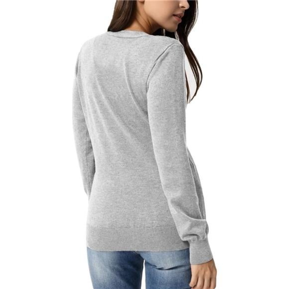 Long Sleeve Button Down Vee Neck Classic Sweater Knit Cardigan For Women - Picture 5 of 7